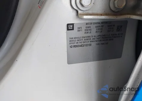 2012 Chevrolet Volt из США, поврежденный, VIN 1G1RD6E44CU102188